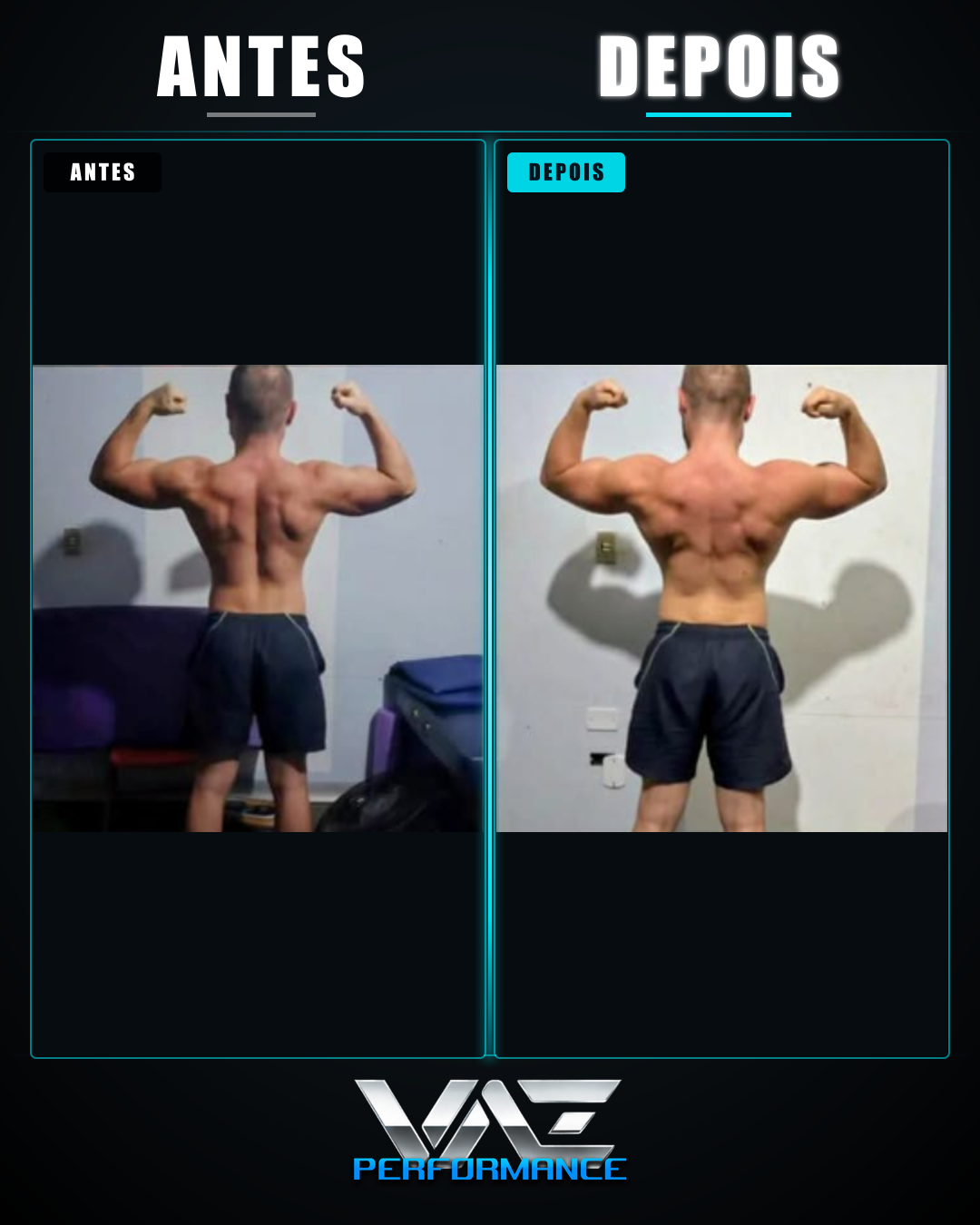 Transformação aluno 3 — antes e depois Vaz Performance
